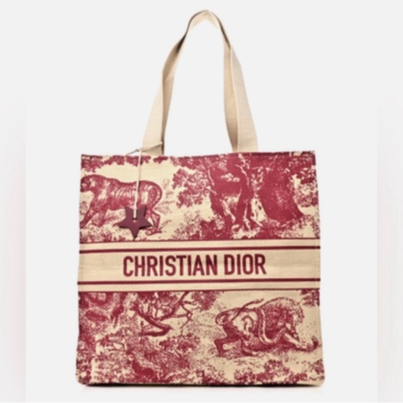 Dior Handbags - Dior Burgundy and Beige Tote Bag